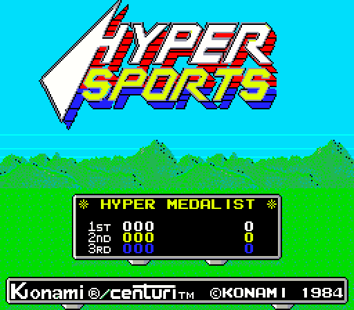 Hyper Sports Arcade Screenshot: Title screen (U.S. version).