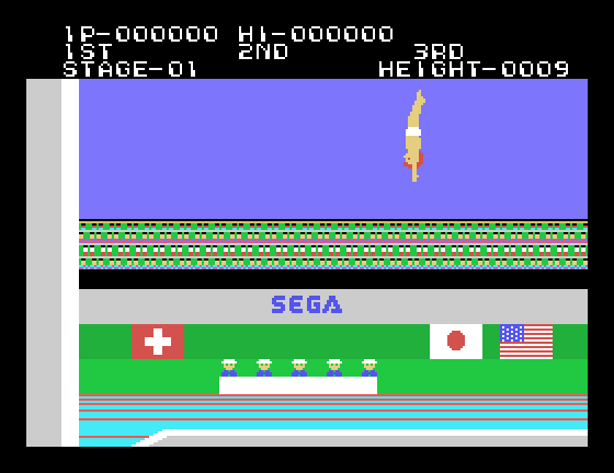 Hyper Sports Sega SG-1000 Screenshot: Diving...