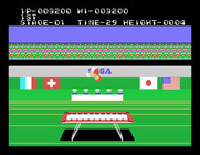 Hyper Sports for Sega SG-1000 - Game demo; jumping on the trampoline.