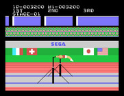Hyper Sports for Sega SG-1000 - Game demo; swinging on the bars.