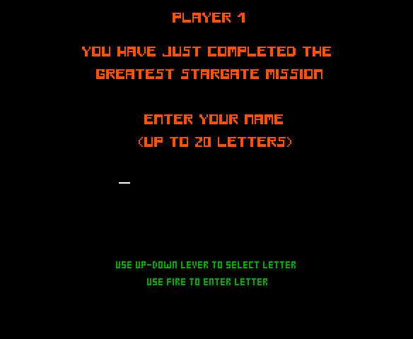Stargate Arcade Screenshot: A new high score!