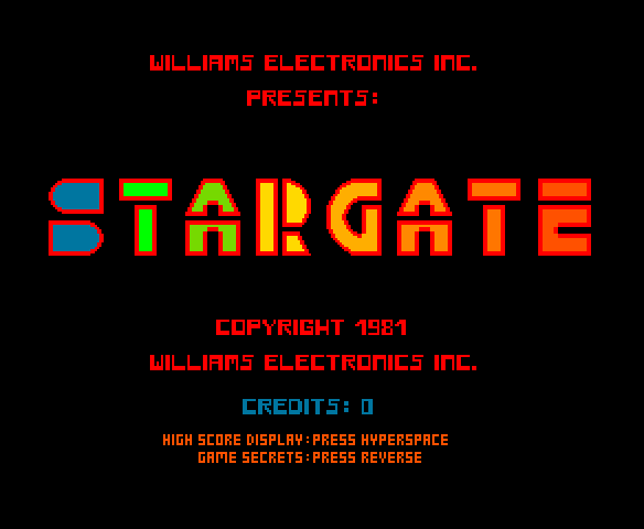 Stargate Arcade Screenshot: Title screen.