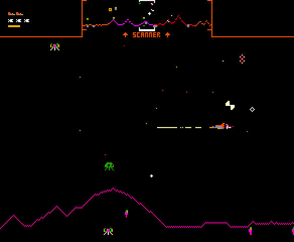Stargate Arcade Screenshot: You can fly towards the left or right...