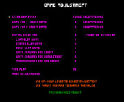 Stargate for Arcade - Game diagnostic mode; game settings can also be adjusted here.
