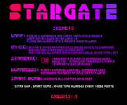 Stargate for Arcade - Attract mode; Some of the game secrets.