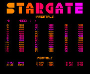Stargate for Arcade - The default high score table.