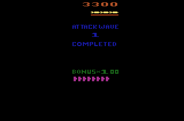 Stargate Atari 2600 Screenshot: Wave 1 completed.