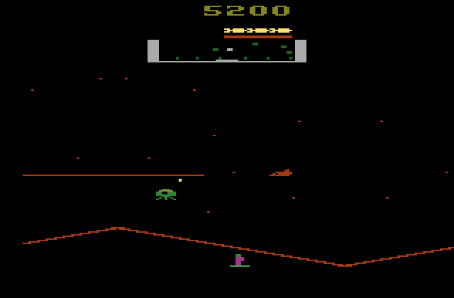 Stargate Atari 2600 Screenshot: Attempting to blast the lander...