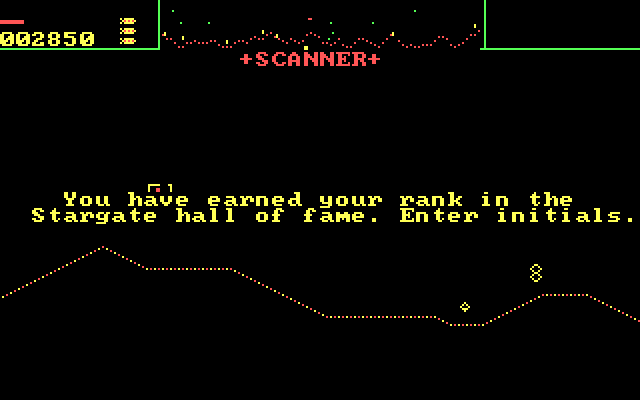 Stargate IBM PC/Compatibles Screenshot: Game over, but a new high score!