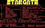 Stargate for IBM PC/Compatibles - Menu and game options.