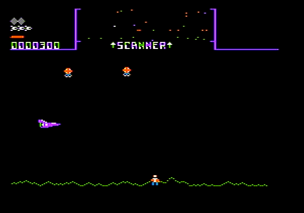 Stargate Apple II Screenshot: Game start.