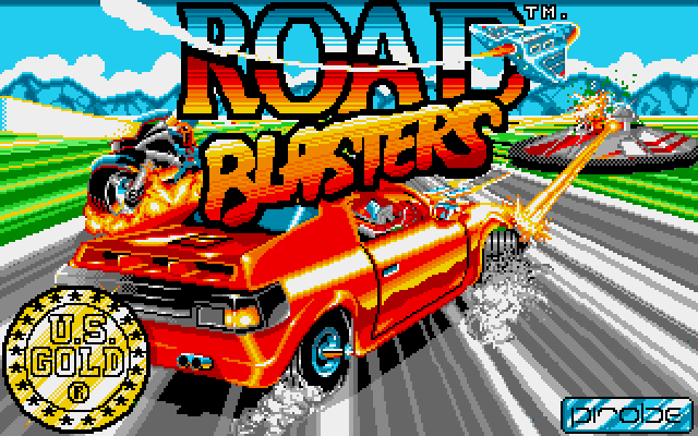 RoadBlasters Amiga Screenshot: Title screen.