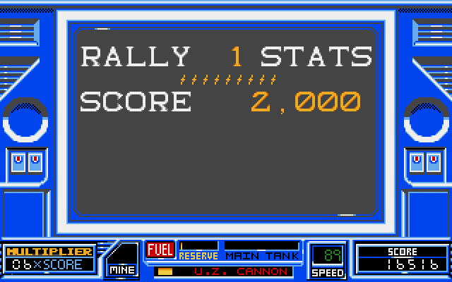RoadBlasters Amiga Screenshot: Bonuses are awarded each time a level is completed.