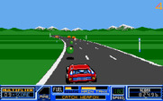RoadBlasters for Amiga - Those green orbs provide extra fuel.