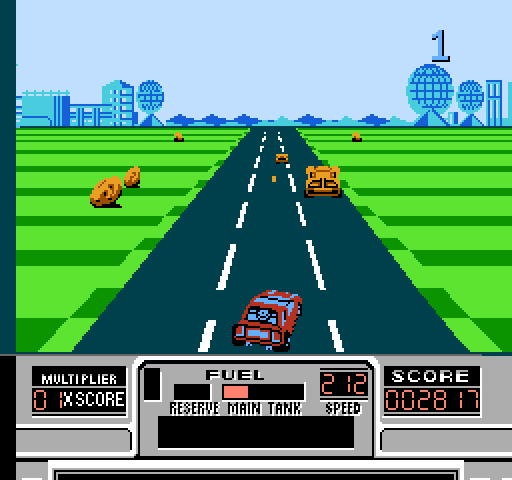 RoadBlasters NES / Famicom Screenshot: You can shoot enemy cars or avoid them.
