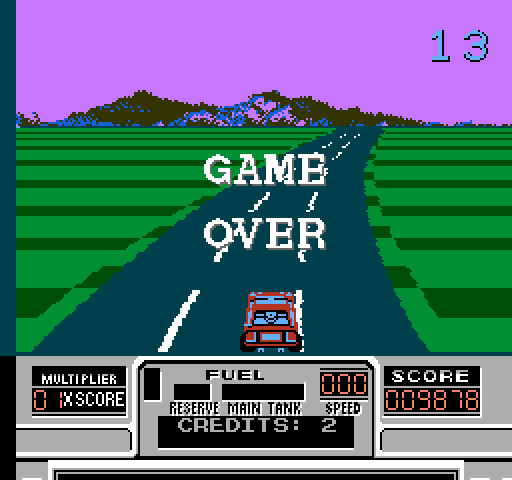 RoadBlasters NES / Famicom Screenshot: Game over.