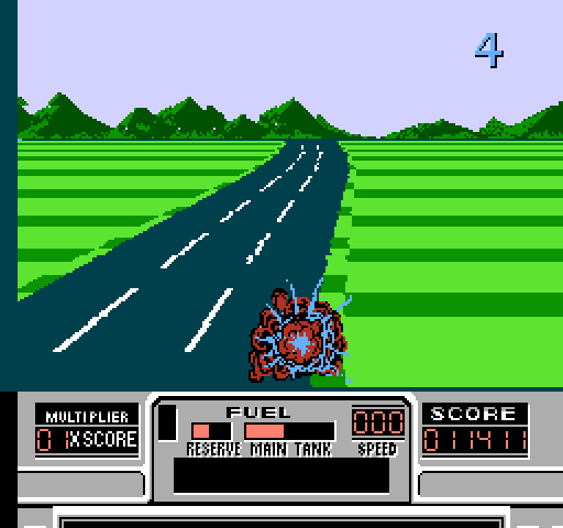 RoadBlasters NES / Famicom Screenshot: Oh no, I crashed!