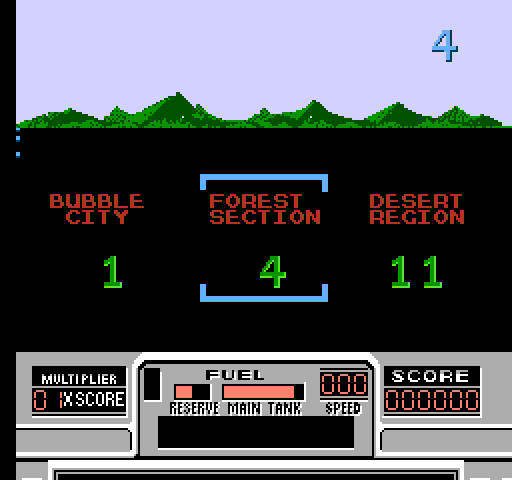 RoadBlasters NES / Famicom Screenshot: Level select.