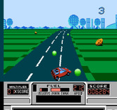 RoadBlasters for NES / Famicom - Collect the green globes for extra fuel.