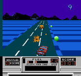 RoadBlasters for NES / Famicom - Sometimes fuel globes appear on the side of the road, which is tricky!