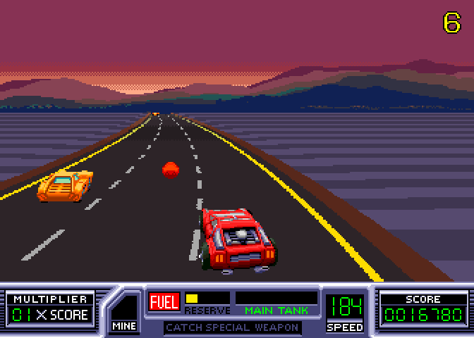 RoadBlasters Arcade Screenshot: Another bonus fuel opportunity...