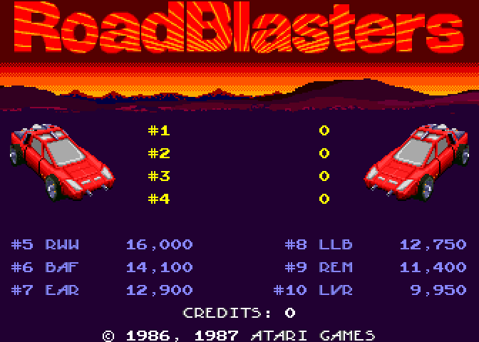RoadBlasters Arcade Screenshot: High scores.