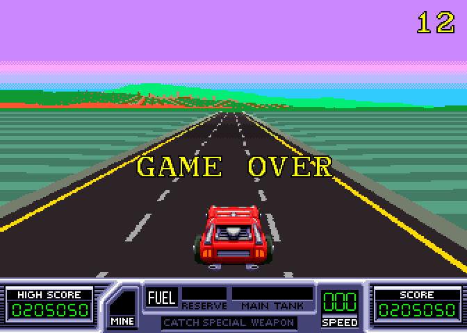 RoadBlasters Arcade Screenshot: Game over.