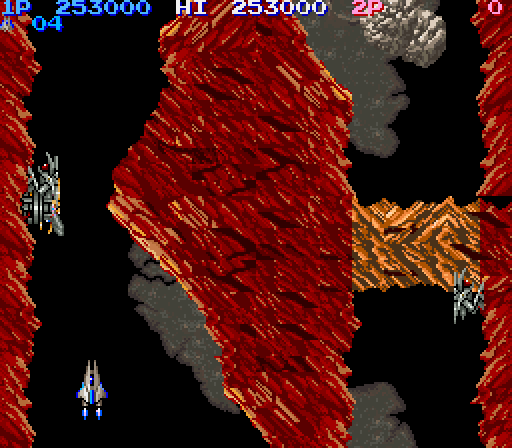 Life Force Arcade Screenshot: Destruct missiles, if you can acquire them, are useful in this stage...