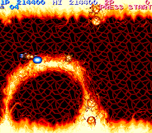 Life Force Arcade Screenshot: Don't get hit by the acid flames!