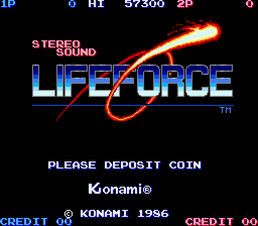 Life Force Arcade Screenshot: Title screen.