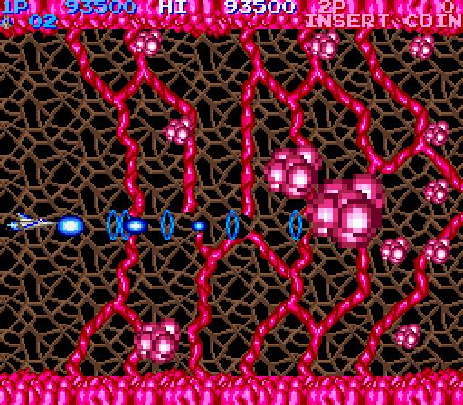 Life Force Arcade Screenshot: Sometimes you need to blast your own path...