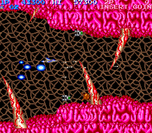 Life Force Arcade Screenshot: The path usually has many obstacles...