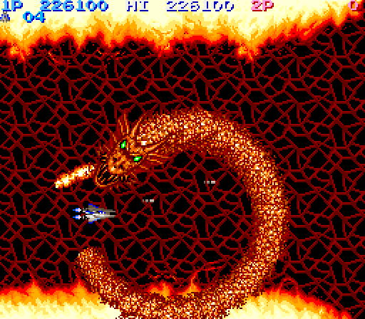 Life Force Arcade Screenshot: "Cruiser Tetron", the third end of level boss...