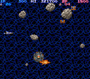 Life Force for Arcade - This stage has no walls, but lots of obstacles to dodge!