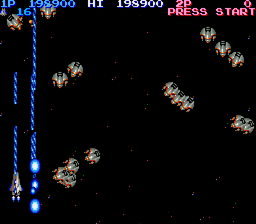 Life Force Arcade Screenshot: Lasers cause a lot of damage, but are narrow!
