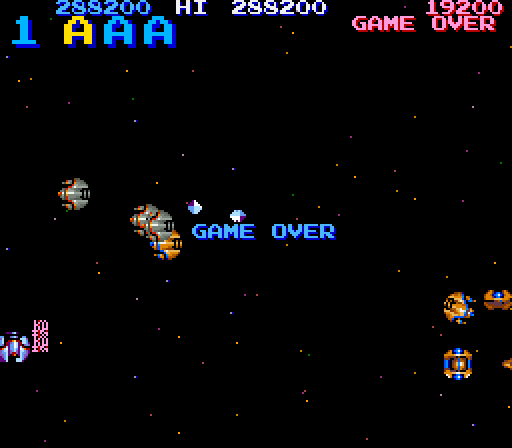 Life Force Arcade Screenshot: Game over.