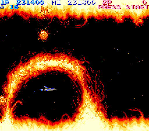 Life Force Arcade Screenshot: Be sure to avoid the flames!