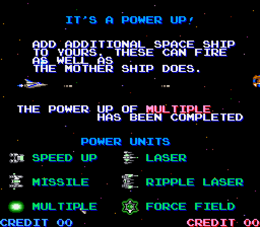 Life Force Arcade Screenshot: The game's attract mode includes instructions on how to play.
