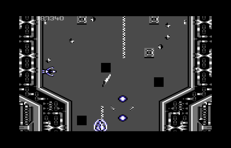 Life Force Commodore 64 Screenshot: Some obstacles can't be destroyed, even with lasers.