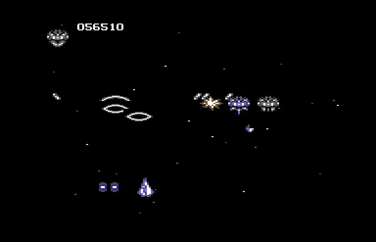 Life Force Commodore 64 Screenshot: Level 2 start.