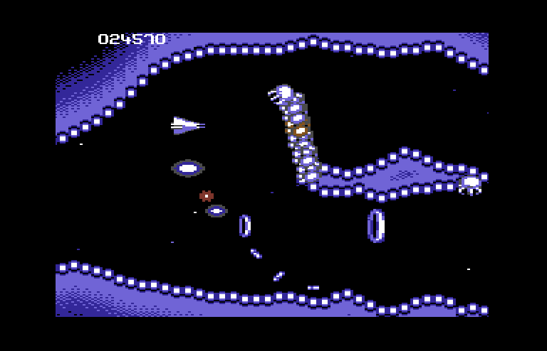 Life Force Commodore 64 Screenshot: Watch out for that hand reaching for you!