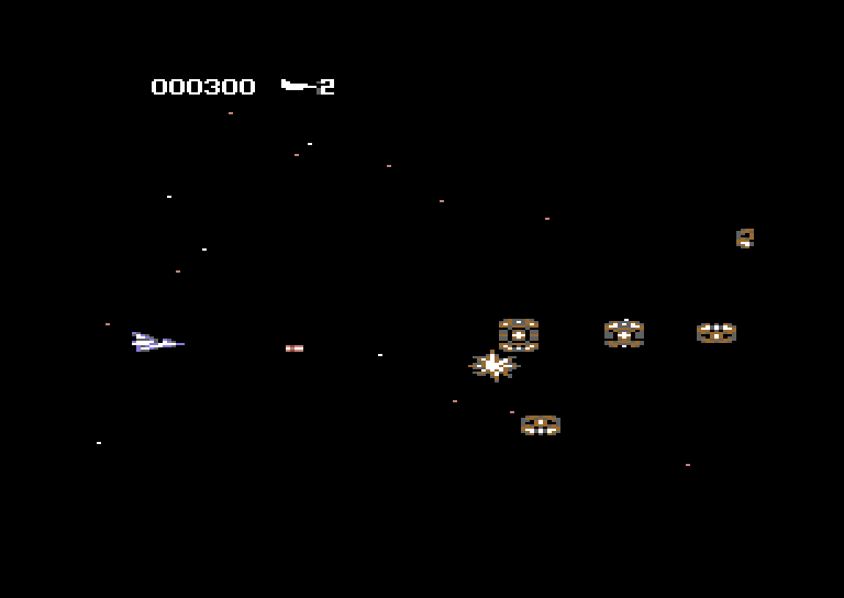 Life Force Commodore 64 Screenshot: Game start.