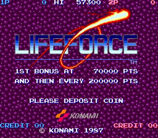 Life Force Arcade Screenshot: Title screen.