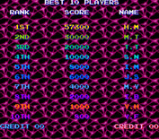 Life Force for Arcade - High scores during the attract mode.