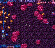 Life Force for Arcade - Some opponents explode into shrapnel when you shoot them.
