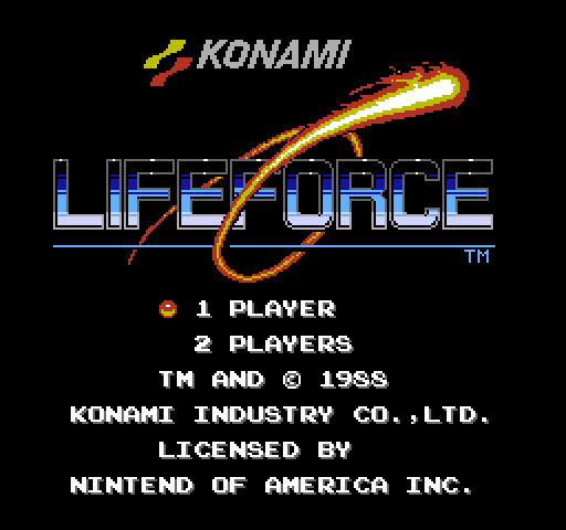 Life Force NES / Famicom Screenshot: Title screen (U.S. version).