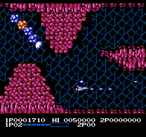 Life Force NES / Famicom Screenshot: Navigating through some tunnels...