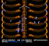 Life Force for NES / Famicom - Flying up an alien rib cage...