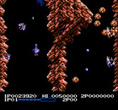 Life Force for NES / Famicom - Some parts of the tunnels have volcanoes erupting.