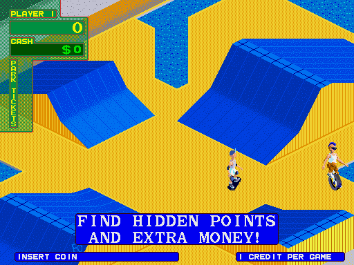 720º Arcade Screenshot: Game attract mode provides a few hints.